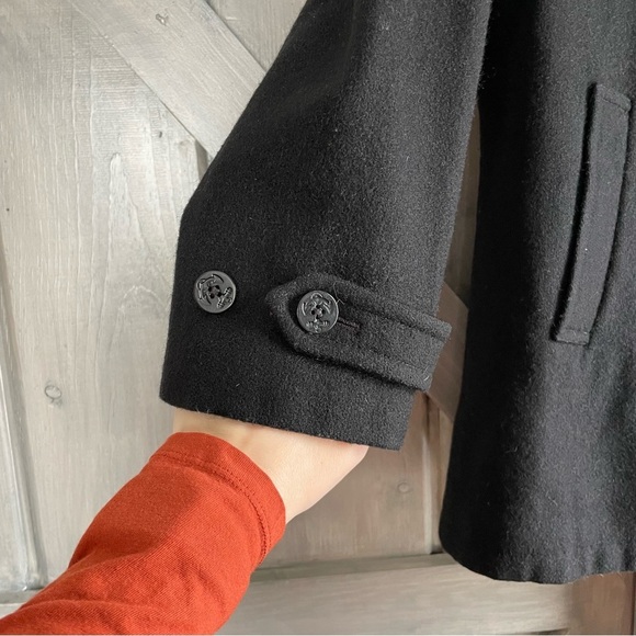 Eddie Bauer Women's Black Wool Peacoat‎ Jacket Winter Warm Anchor Buttons Small - Picture 3 of 6